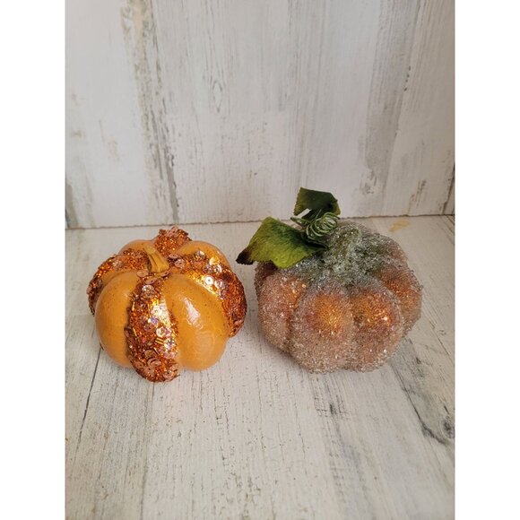 Pumpkin glitter frosted mini home decor set Halloween fall - Picture 3 of 6